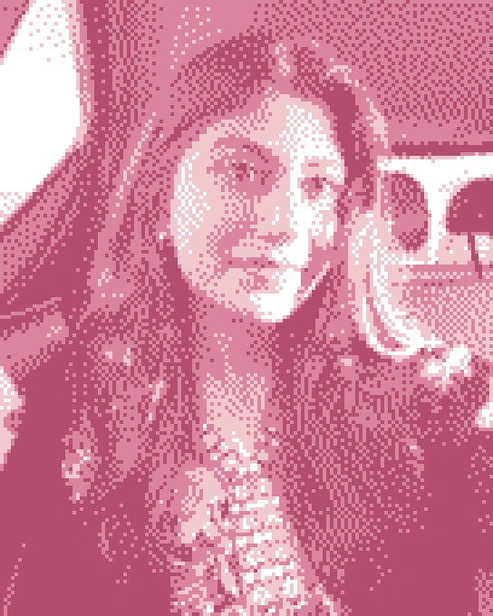 aimen, rendered as a dithered bitmap portrait